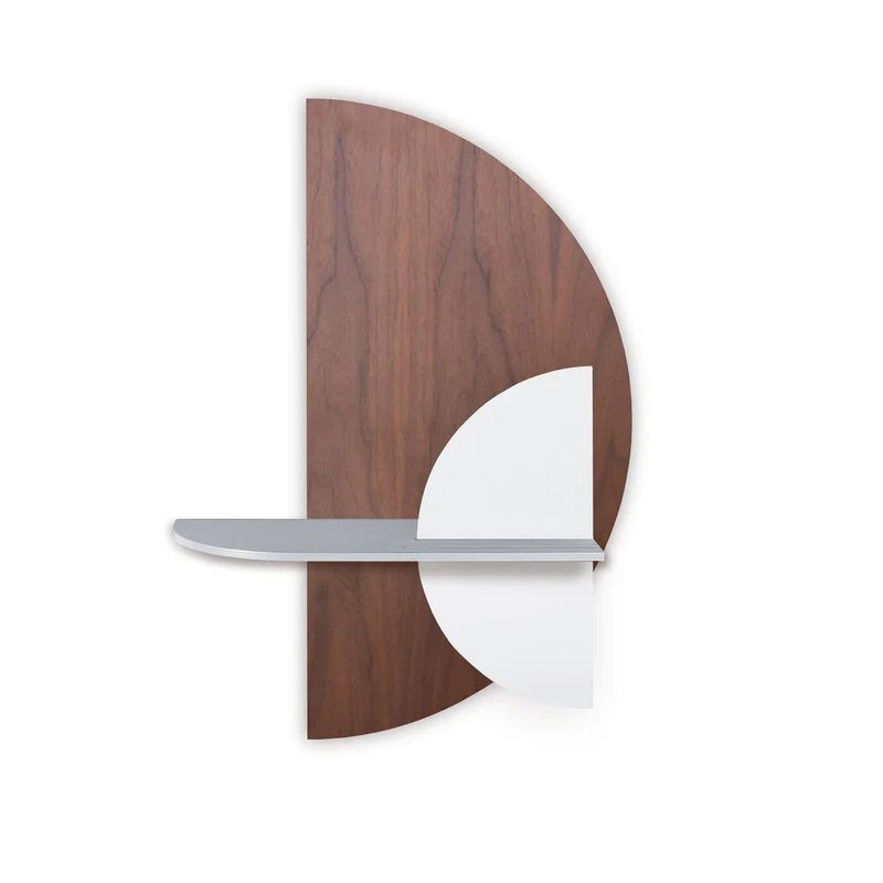Alba Floating Wall Shelf · Walnut Semicircle