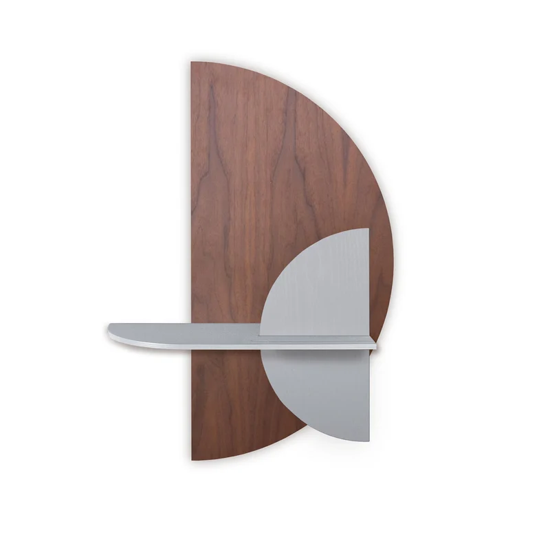 Alba Floating Wall Shelf · Walnut Semicircle