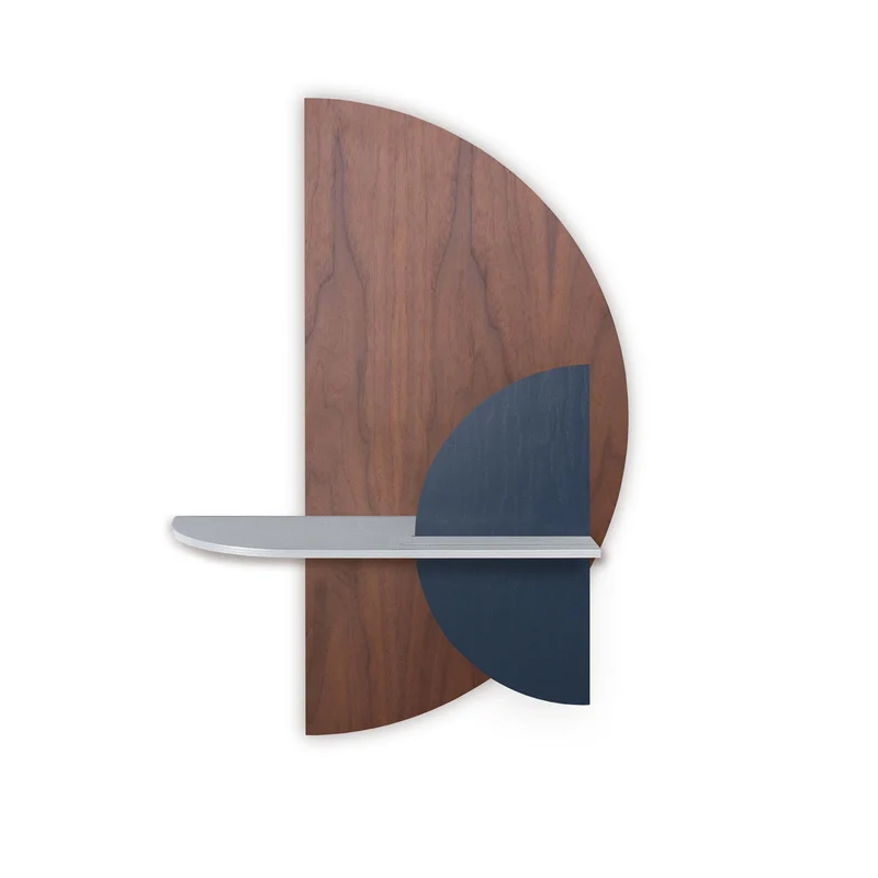 Alba Floating Wall Shelf · Walnut Semicircle