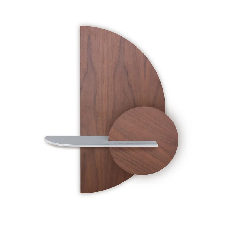 Alba Floating Wall Shelf · Walnut Semicircle
