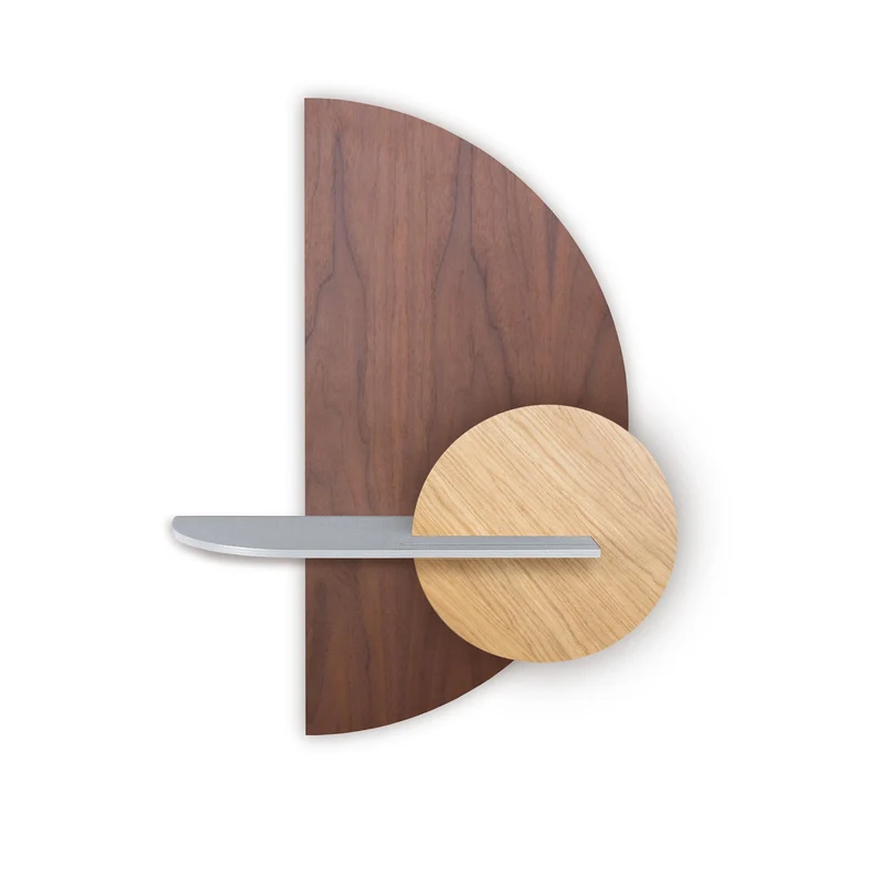 Alba Floating Wall Shelf · Walnut Semicircle