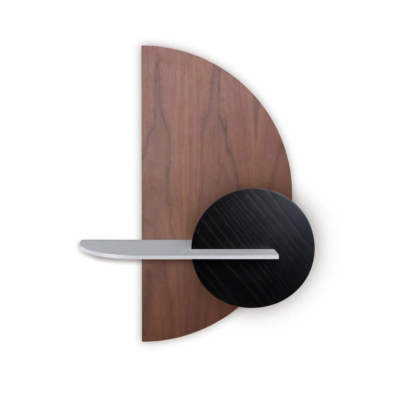 Alba Floating Wall Shelf · Walnut Semicircle