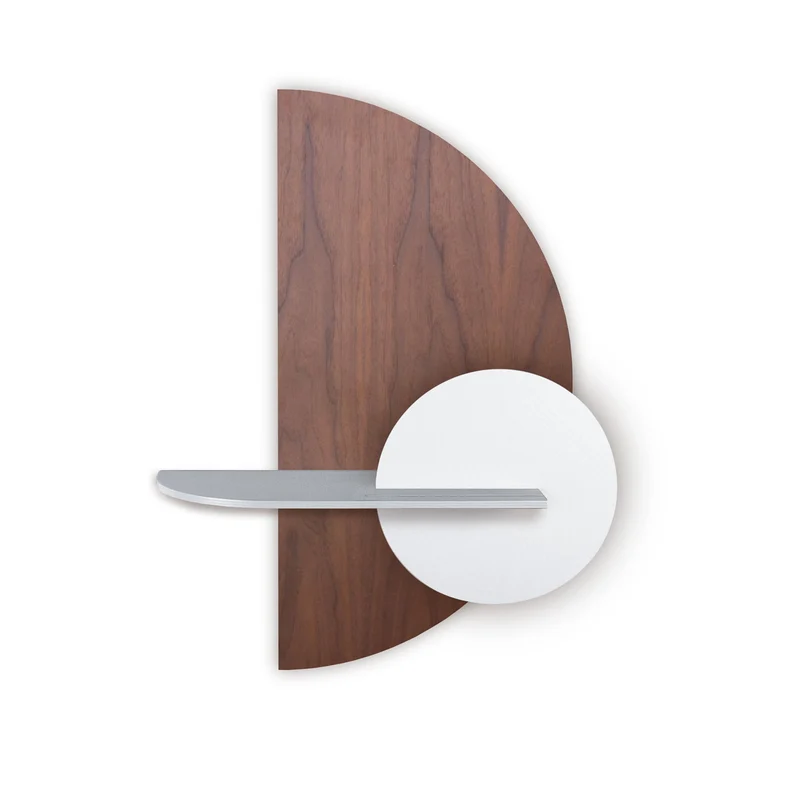 Alba Floating Wall Shelf · Walnut Semicircle