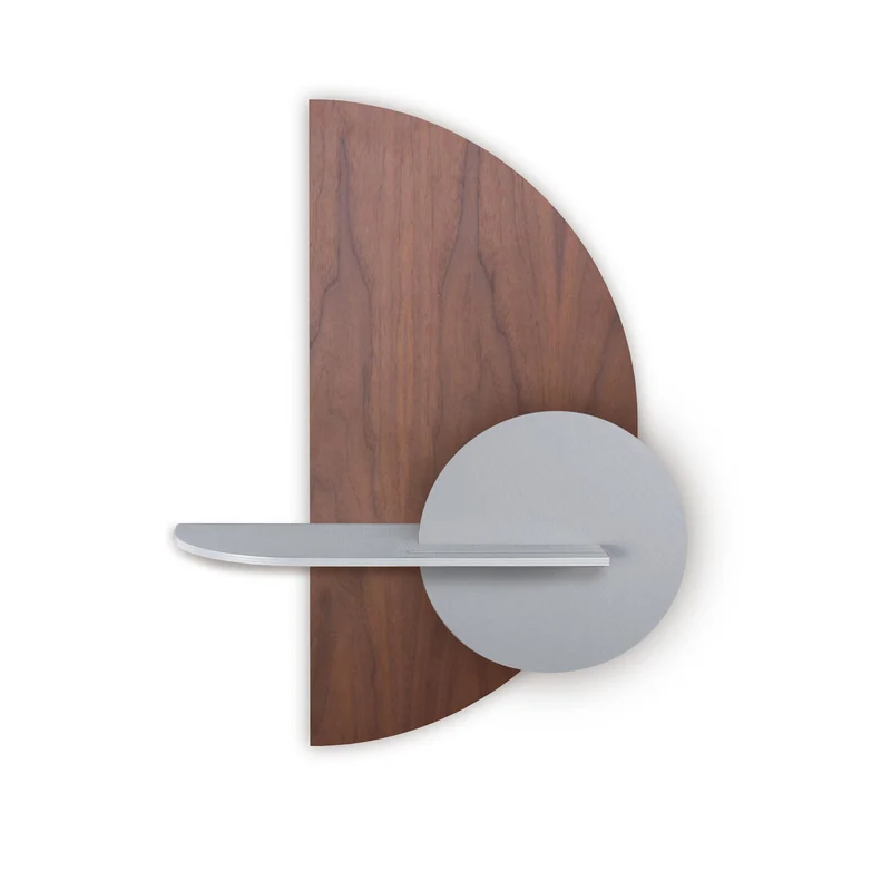 Alba Floating Wall Shelf · Walnut Semicircle