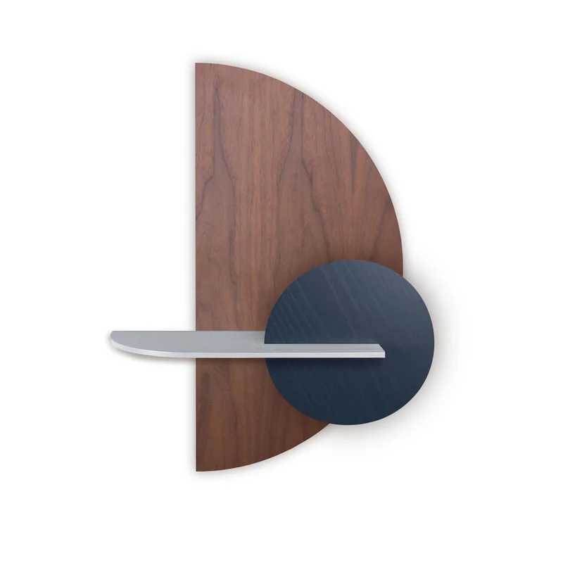 Alba Floating Wall Shelf · Walnut Semicircle