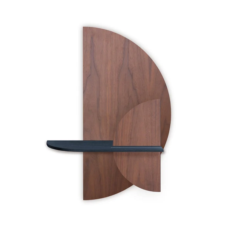 Alba Floating Wall Shelf · Walnut Semicircle