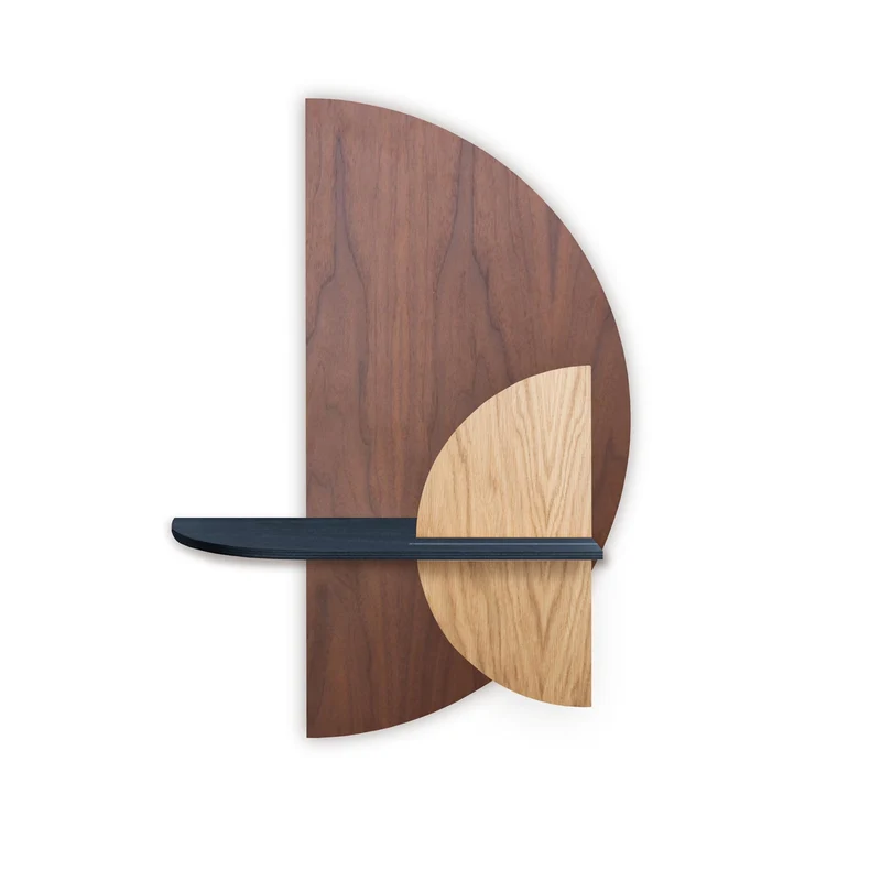 Alba Floating Wall Shelf · Walnut Semicircle