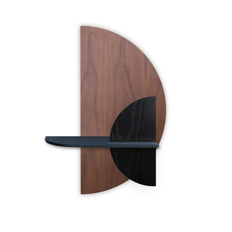 Alba Floating Wall Shelf · Walnut Semicircle