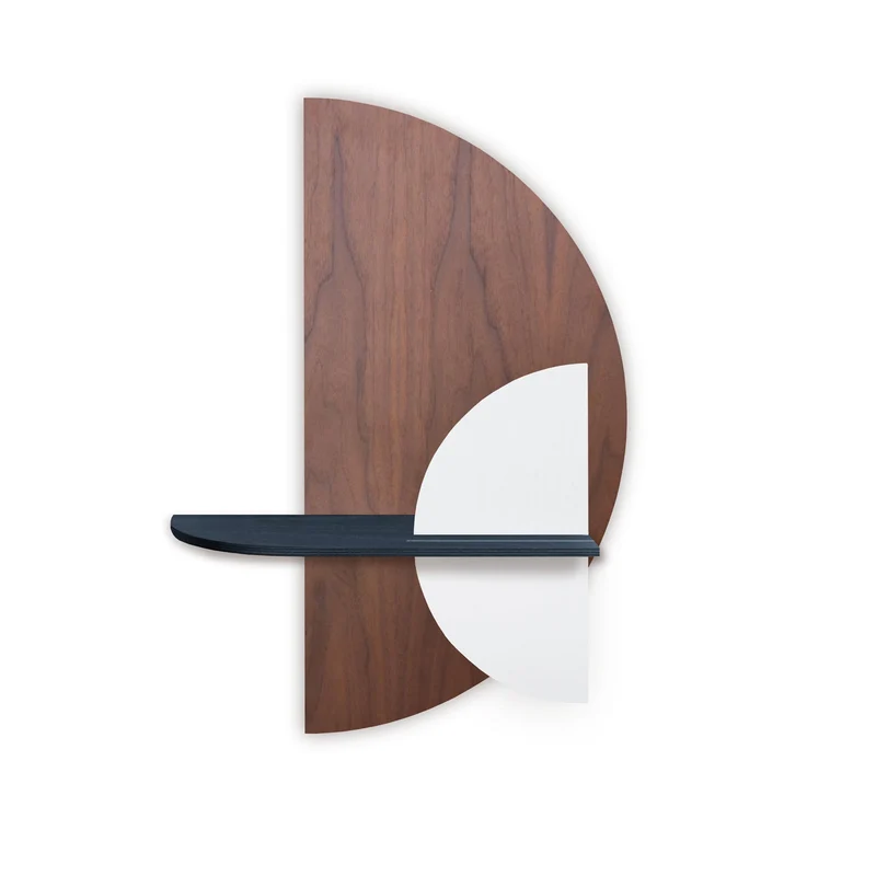 Alba Floating Wall Shelf · Walnut Semicircle