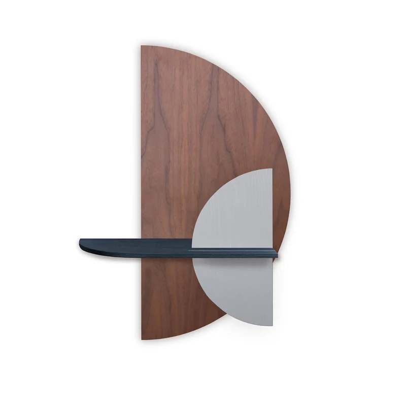 Alba Floating Wall Shelf · Walnut Semicircle