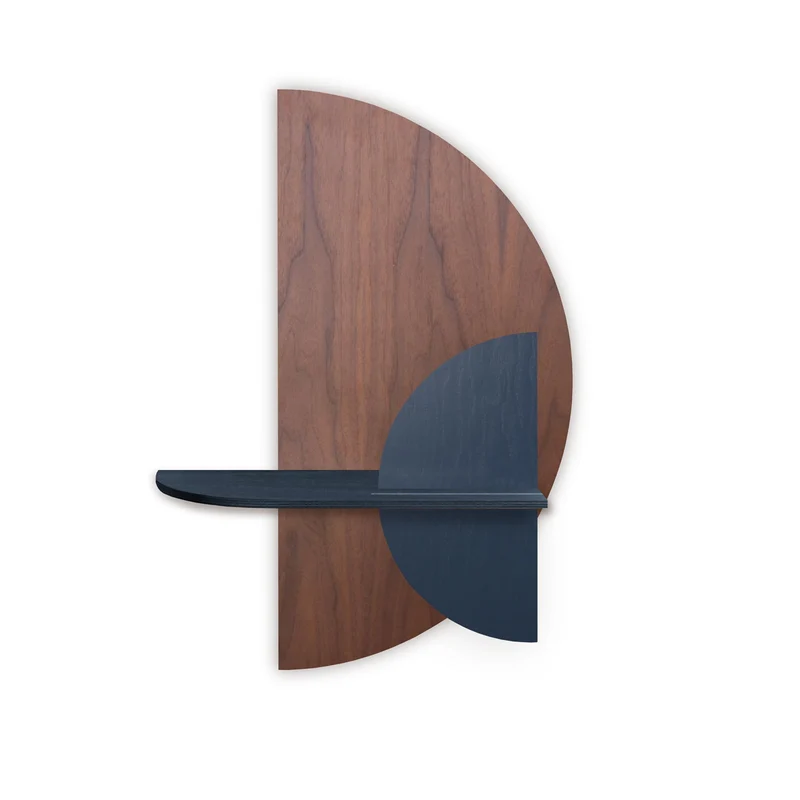 Alba Floating Wall Shelf · Walnut Semicircle