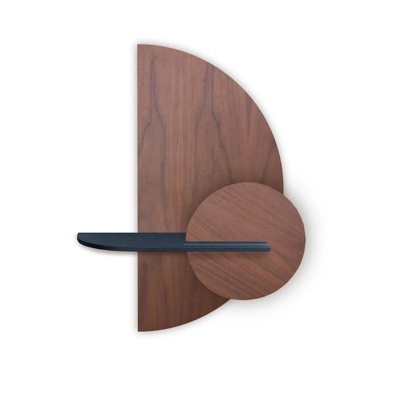Alba Floating Wall Shelf · Walnut Semicircle