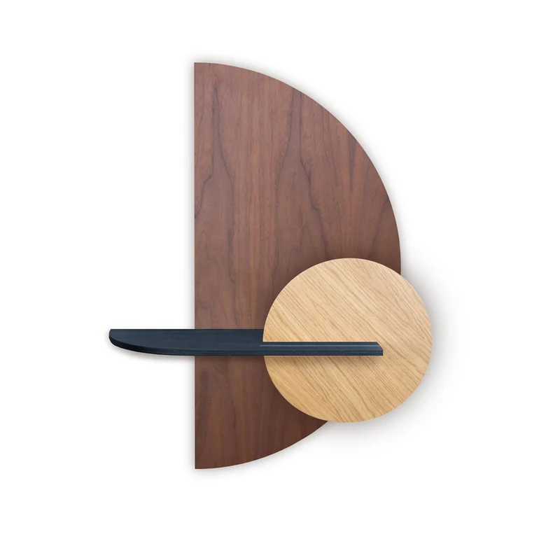 Alba Floating Wall Shelf · Walnut Semicircle