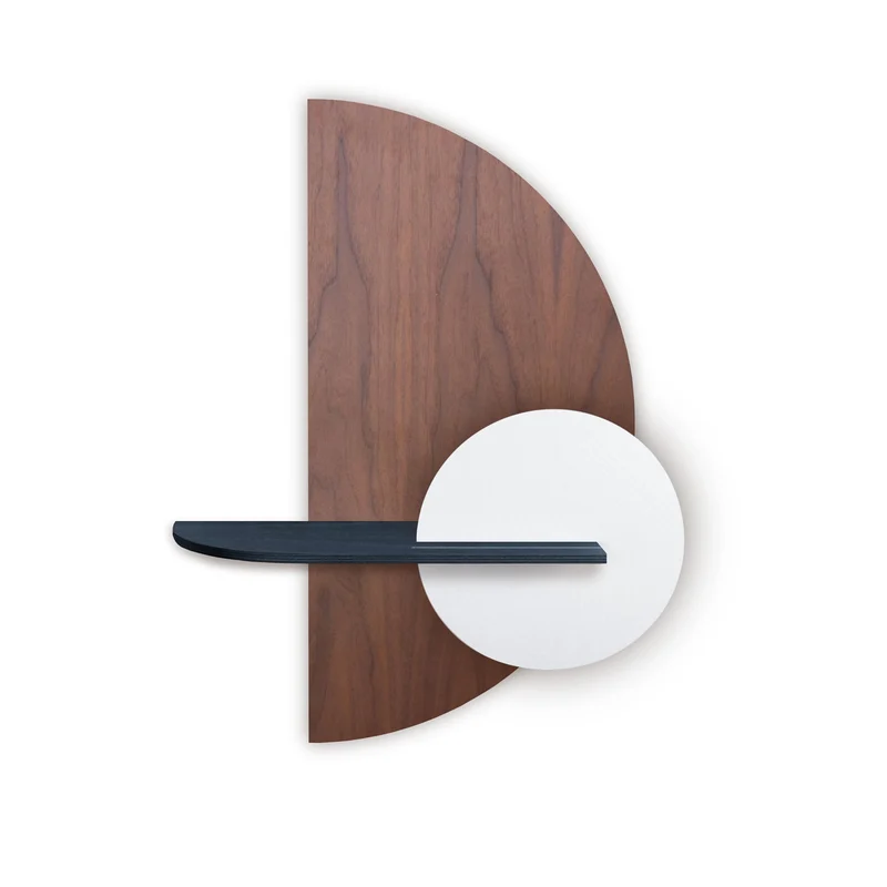 Alba Floating Wall Shelf · Walnut Semicircle