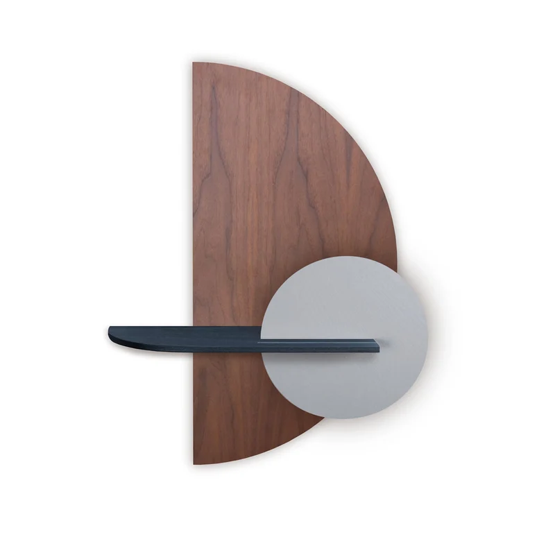 Alba Floating Wall Shelf · Walnut Semicircle
