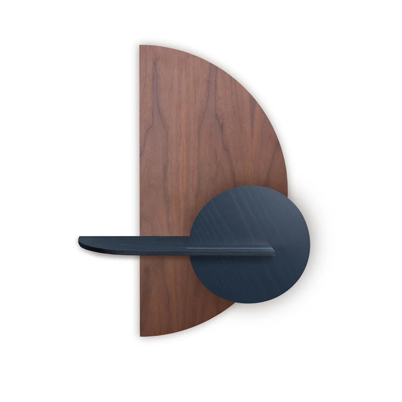 Alba Floating Wall Shelf · Walnut Semicircle