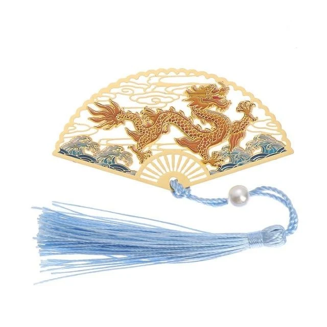 Marque page éventail dragon