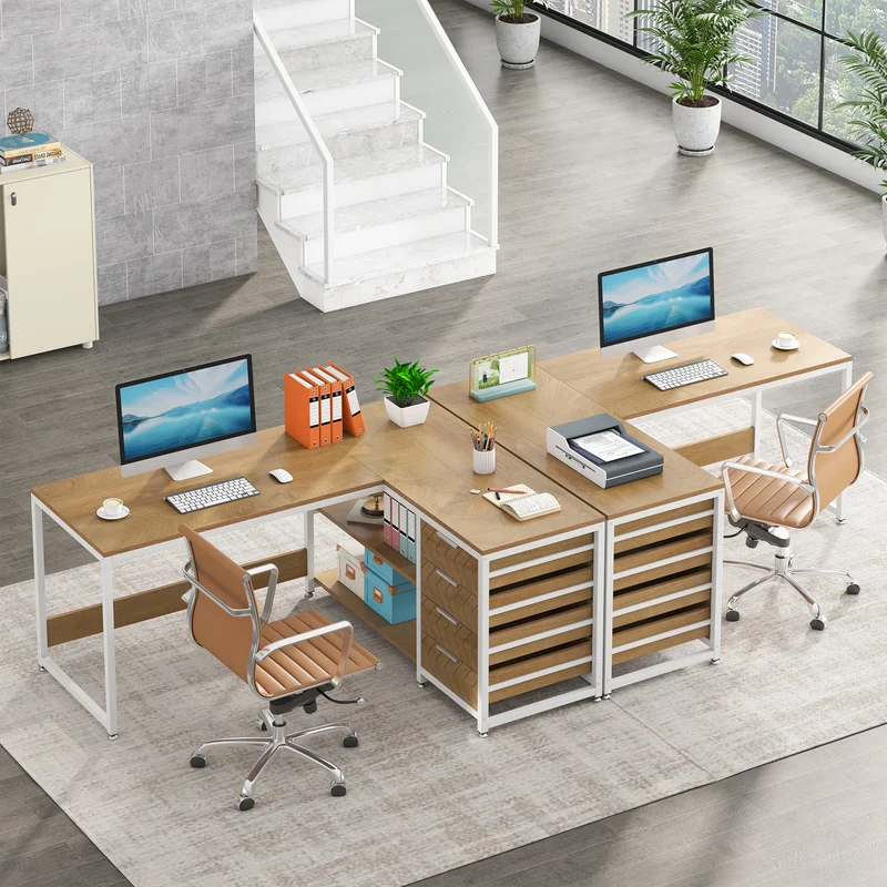 Tribesigns Bureau en L, Bureau d'angle avec étagères réversible
