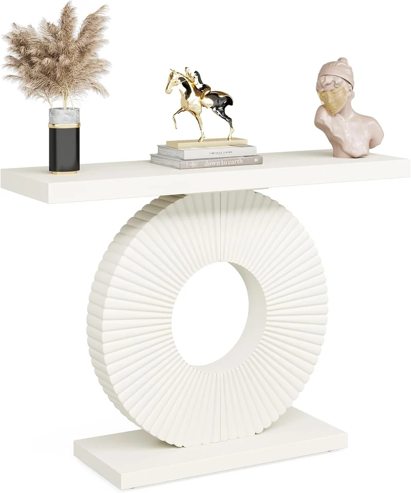 Tribesigns Table console moderne avec base géométrique, Table d'entrée en bois