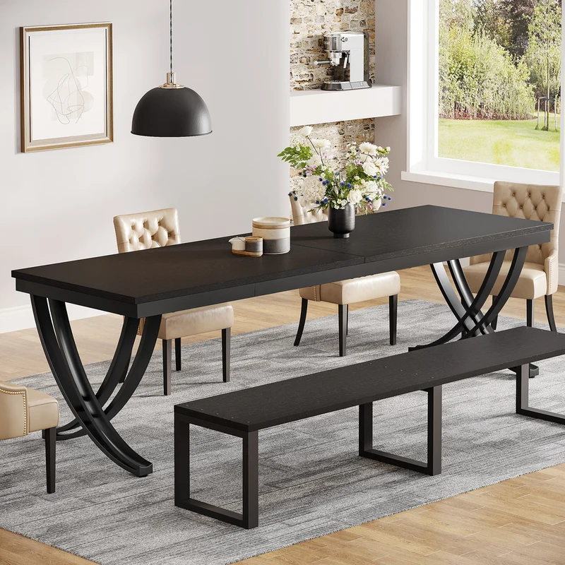 Tribesigns Grande table de salle à manger, Table à manger rectangulaire pour 6 à 8 personnes