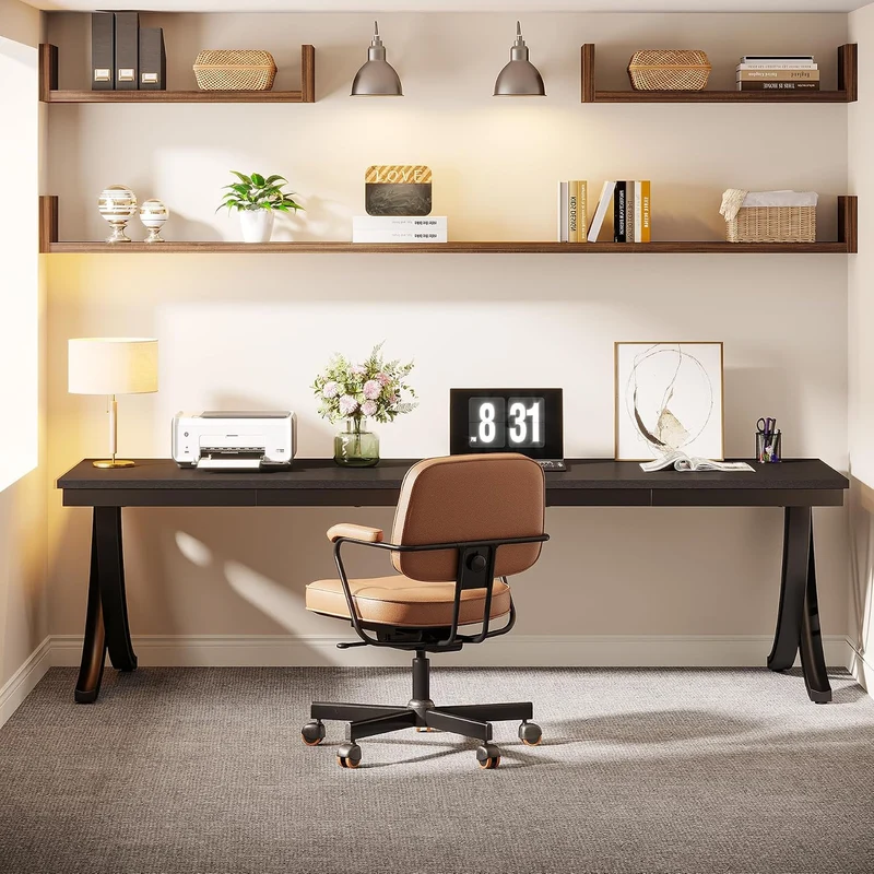Tribesigns Bureau informatique, Double bureau long Table d'ordinateur pour deux