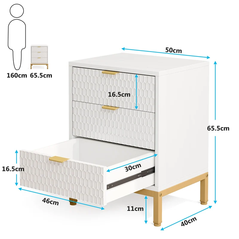 Tribesigns Table de chevet moderne avec 3 tiroirs, Table de nuit avec rangement