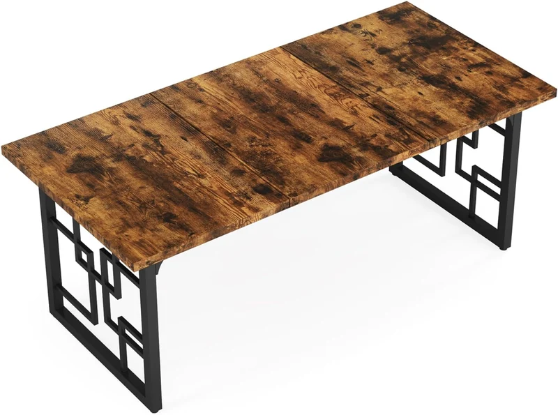 Tribesigns Table à manger industrielle, Table de cuisine rectangulaire pour 6 à 8 personnes
