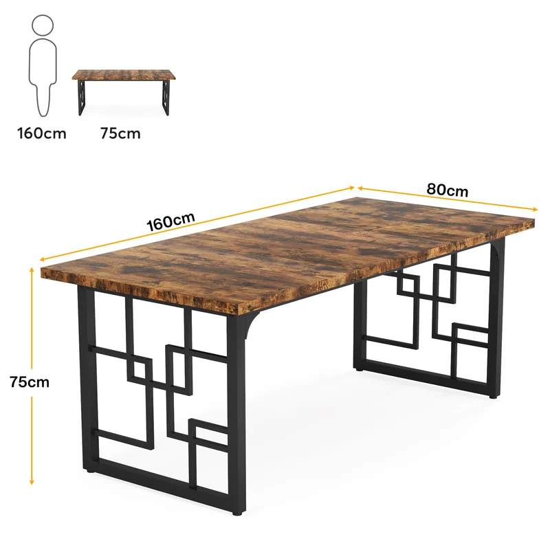 Tribesigns Table à manger industrielle, Table de cuisine rectangulaire pour 6 à 8 personnes