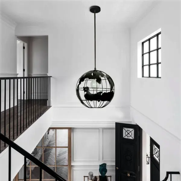 Suspension Industrielle Globe Métallique Lampe
