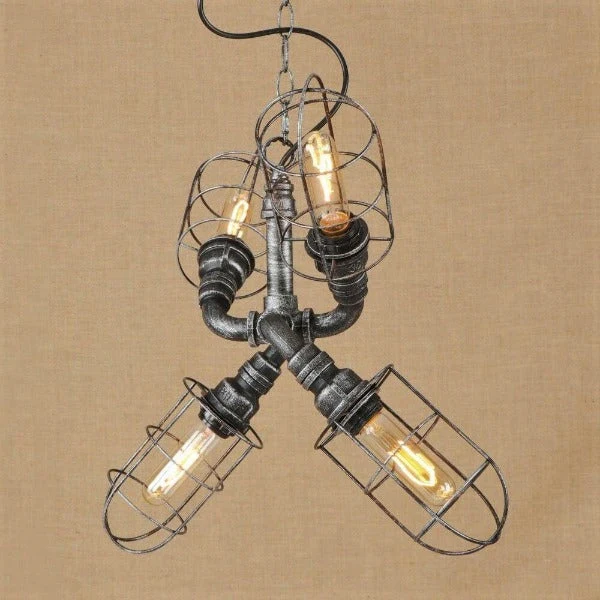 Suspension Industrielle 4 Lampes