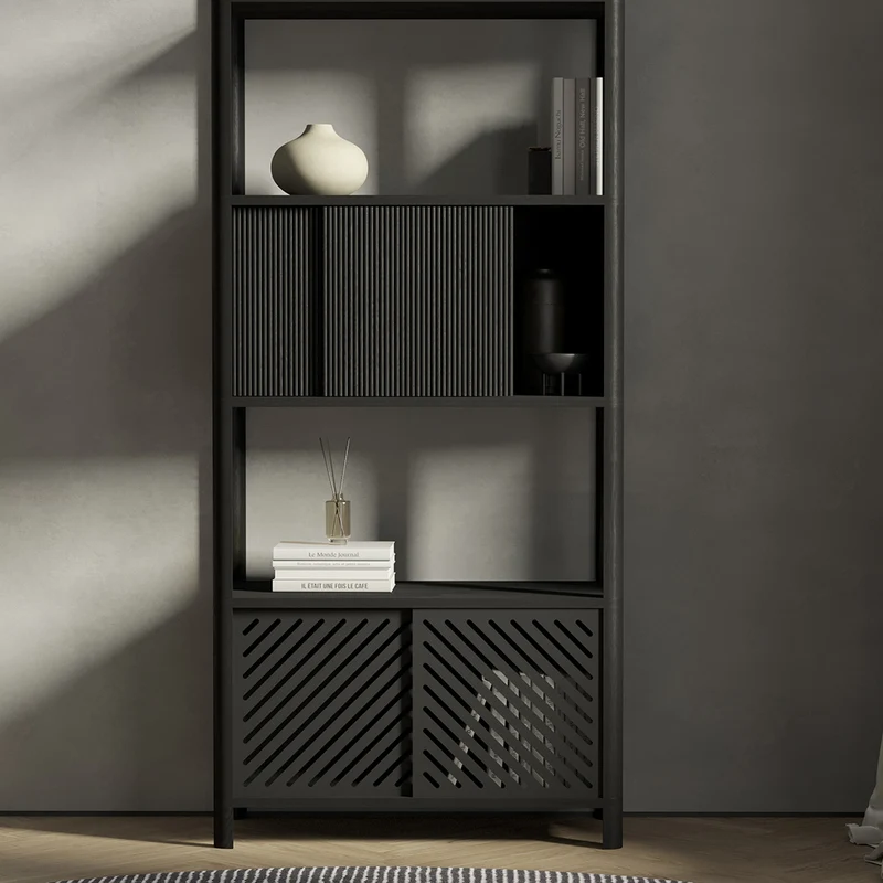 Cloe Tall Black Shelving Unit