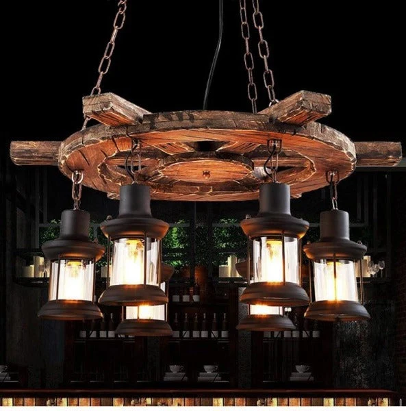 Suspension Industrielle En Bois 100 cm