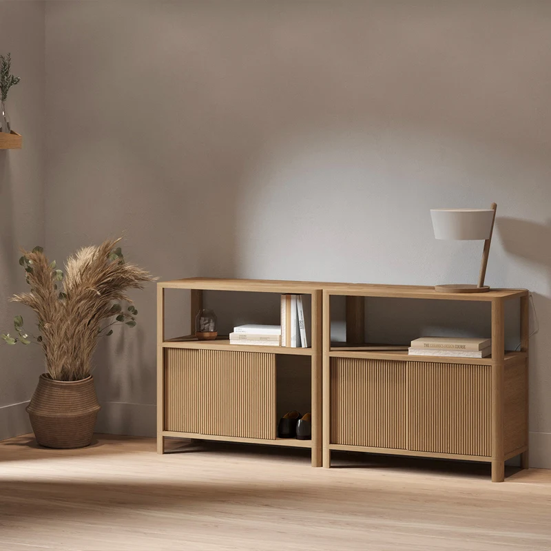 Cloe Oak Low Storage Unit