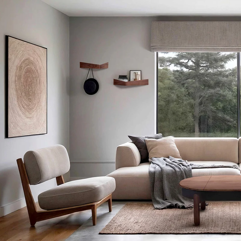 Pelican M Wall Shelf and two Cielo Wall Hooks · Walnut