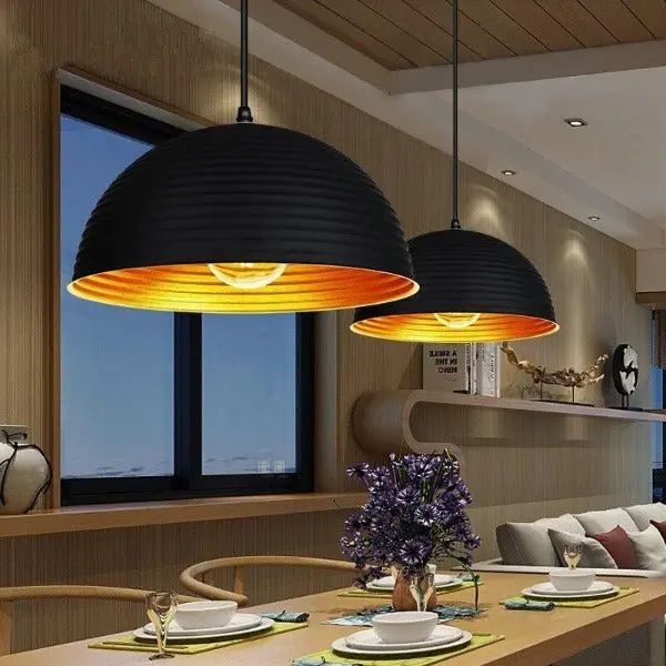 Suspension Industrielle Noire Mat