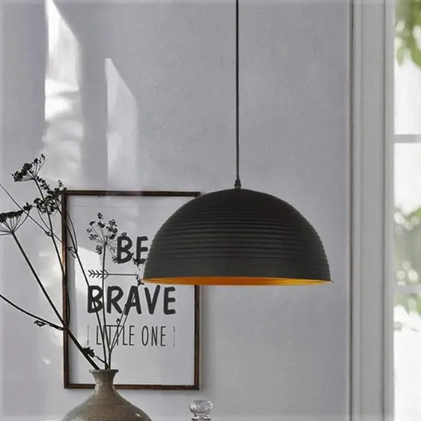 Suspension Industrielle Noire Mat