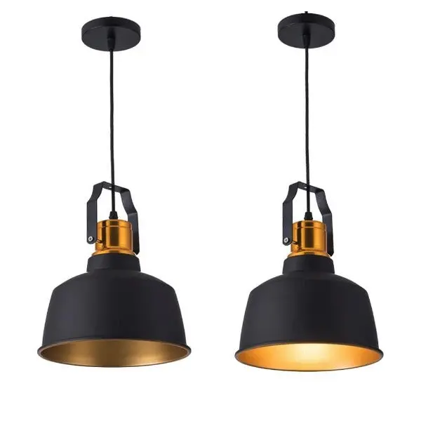 Suspension Industrielle Noire Et Cuivre