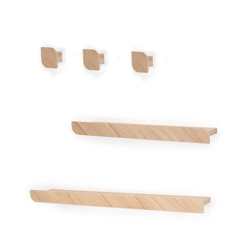 Cielo L+M Shelves and Three Hooks · White pigmented oak