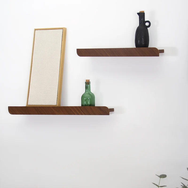 Cielo L+M Shelves and Three Hooks · Walnut