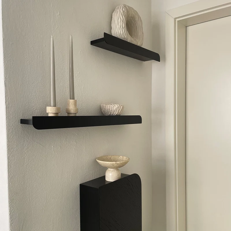 Cielo L+M Shelves and Three Hooks · Black
