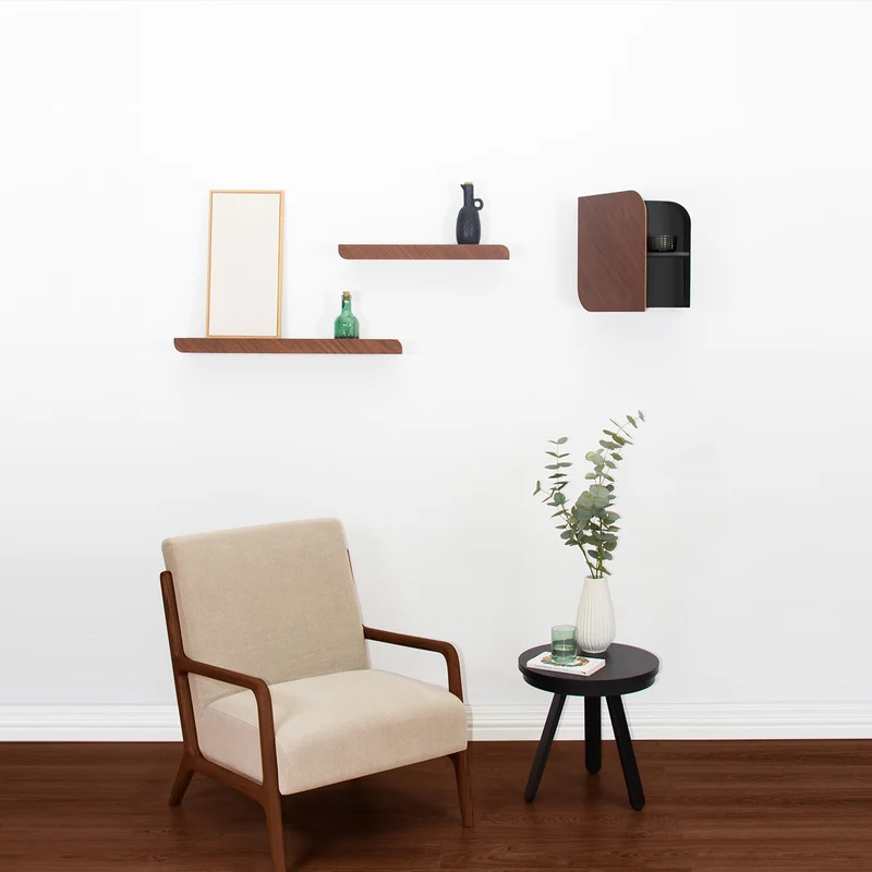 Cielo Set of Three Wall Shelves · L+M+S Walnut