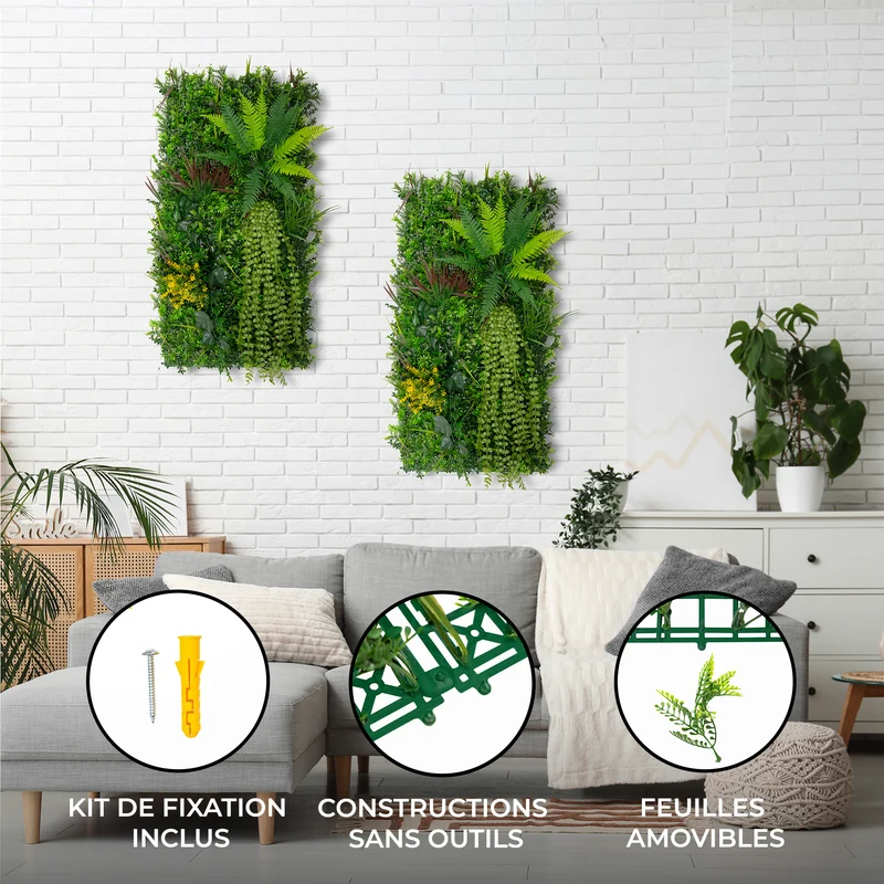 Panneau Mural Végétal Artificiel 50 x 100 cm l Alina