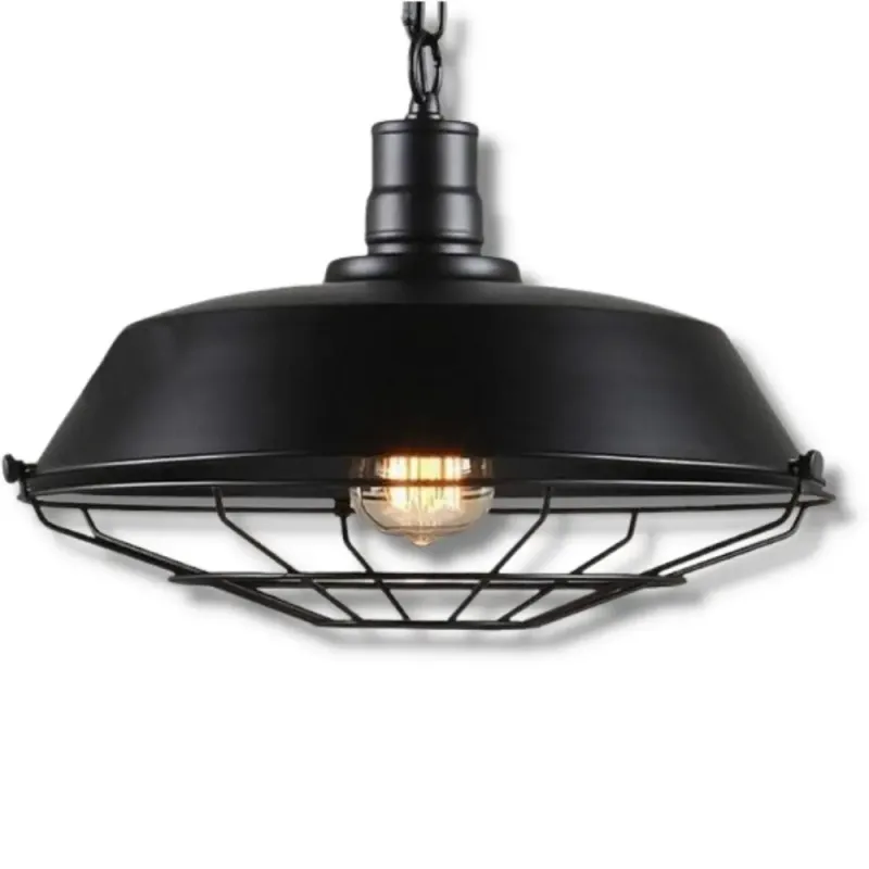 Suspension Industrielle Vintage Noire