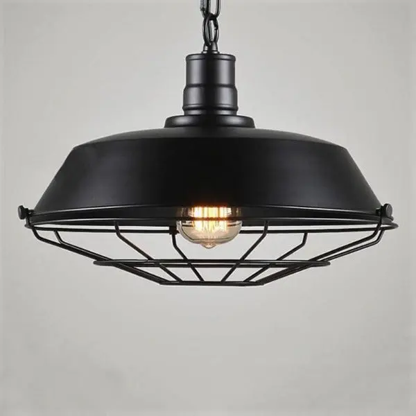 Suspension Industrielle Vintage Noire