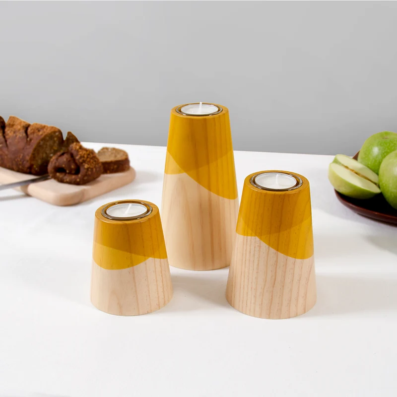 Etna Mini set of three Candle Holders · Mustard