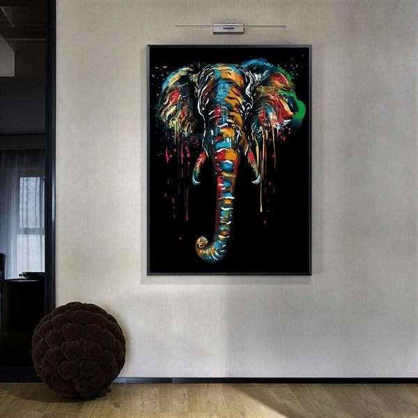 Tableau Industriel Éléphant Coloré