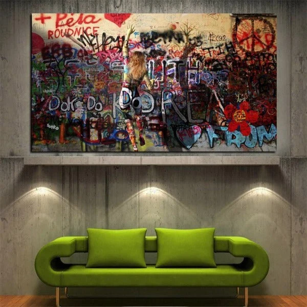 Tableau Industriel Graffiti Vintage