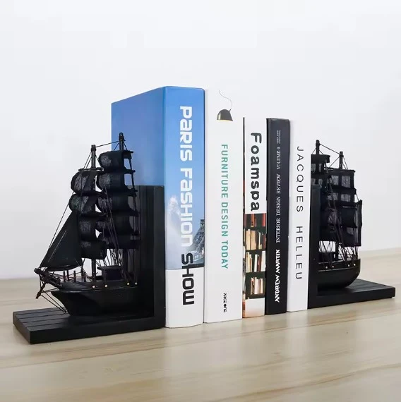 Serre livre bateau noir