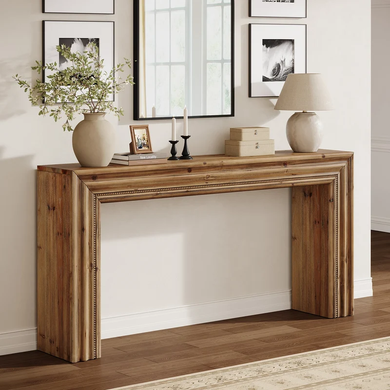 Tribesigns Console en bois massif (sapin) de 160 cm, Table d'entrée rustique