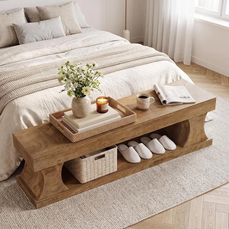 Tribesigns Banc à chaussures 160 cm avec rangement, Banc d'entrée en MDF avec assise